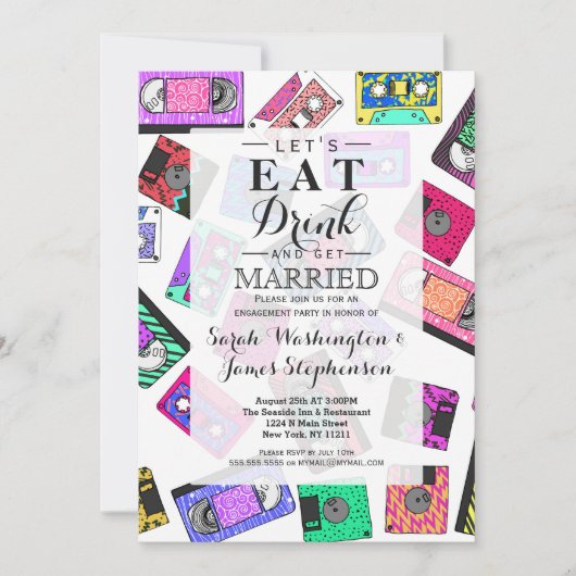 Retro 80's Neon Patterned Cassettebandjes van 90's Kaart (Voorkant)