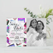 Retro 80's Neon Patterned Cassettebandjes van 90's Kaart (Staand voorkant)