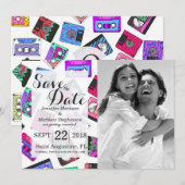 Retro 80's Neon Patterned Cassettebandjes van 90's Kaart (Voorkant / Achterkant)