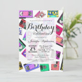 Retro 80's Neon Patterned Cassettebandjes van 90's Kaart (Staand voorkant)