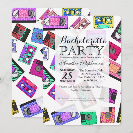 Retro 80's Neon Patterned Cassettebandjes van 90's Kaart (Voorkant / Achterkant)