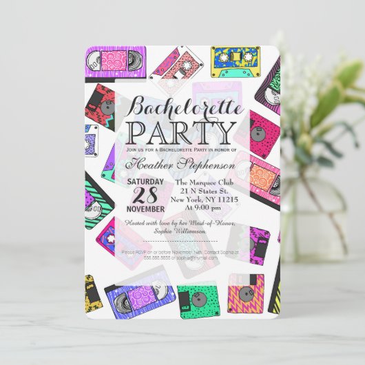 Retro 80's Neon Patterned Cassettebandjes van 90's Kaart (Staand voorkant)