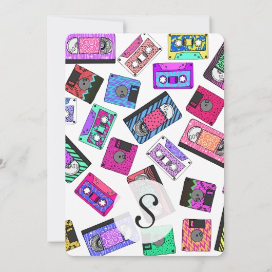 Retro 80's Neon Patterned Cassettebandjes van 90's Kaart (Achterkant)