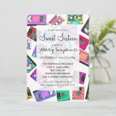 Retro 80's Neon Patterned Cassettebandjes van 90's Kaart (Staand voorkant)