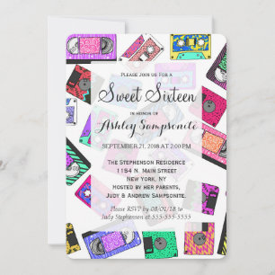 Retro 80's Neon Patterned Cassettebandjes van 90's Kaart