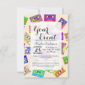 Retro 80's Neon Patterned Cassettebandjes van 90's Kaart (Voorkant)