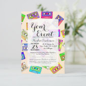 Retro 80's Neon Patterned Cassettebandjes van 90's Kaart (Staand voorkant)