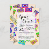 Retro 80's Neon Patterned Cassettebandjes van 90's Kaart (Voorkant / Achterkant)