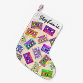 Retro 80's Neon Patterned Cassettebandjes van 90's Kleine Kerstsok (Voorkant (Hangend))