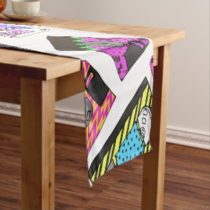 Retro 80's Neon Patterned Cassettebandjes van 90's Korte Tafelloper