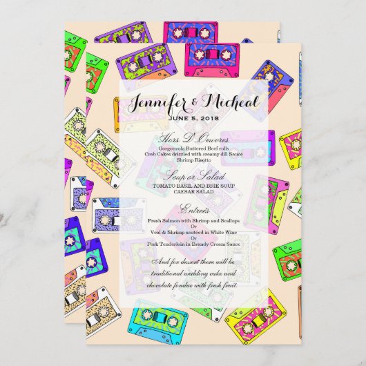 Retro 80's Neon Patterned Cassettebandjes van 90's Menu (Voorkant / Achterkant)