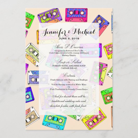 Retro 80's Neon Patterned Cassettebandjes van 90's Menu (Voorkant)