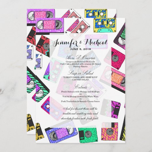 Retro 80's Neon Patterned Cassettebandjes van 90's Menu (Voorkant / Achterkant)