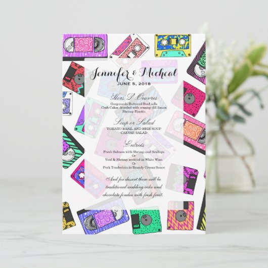 Retro 80's Neon Patterned Cassettebandjes van 90's Menu (Staand voorkant)