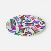 Retro 80's Neon Patterned Cassettebandjes van 90's Papieren Bordje (Gekanteld)