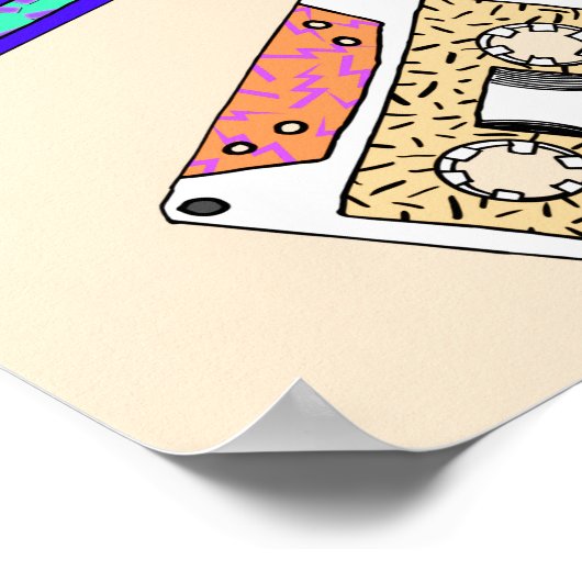 Retro 80's Neon Patterned Cassettebandjes van 90's Poster (Hoek)