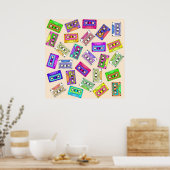 Retro 80's Neon Patterned Cassettebandjes van 90's Poster (Keuken)