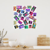 Retro 80's Neon Patterned Cassettebandjes van 90's Poster (Keuken)