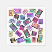 Retro 80's Neon Patterned Cassettebandjes van 90's Servetten (Voorkant)