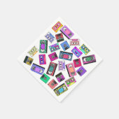 Retro 80's Neon Patterned Cassettebandjes van 90's Servetten (Hoek)