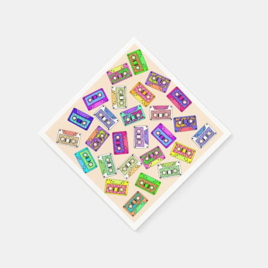 Retro 80's Neon Patterned Cassettebandjes van 90's Servetten (Hoek)