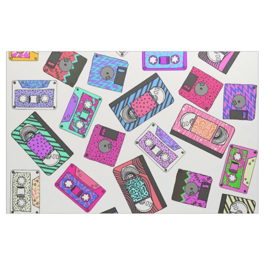 Retro 80's Neon Patterned Cassettebandjes van 90's Stof (Yard (91,4 cm))