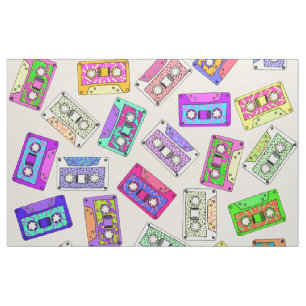 Retro 80's Neon Patterned Cassettebandjes van 90's Stof