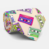 Retro 80's Neon Patterned Cassettebandjes van 90's Stropdas (Opgerold)