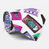 Retro 80's Neon Patterned Cassettebandjes van 90's Stropdas (Opgerold)