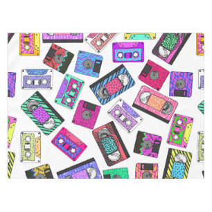 Retro 80's Neon Patterned Cassettebandjes van 90's Tafelkleed