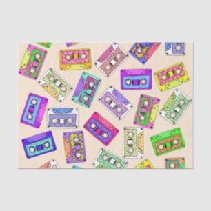 Retro 80's Neon Patterned Cassettebandjes van 90's Tissuepapier
