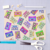 Retro 80's Neon Patterned Cassettebandjes van 90's Tissuepapier (Craft)