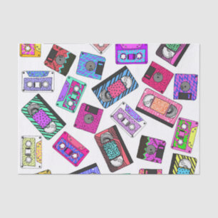 Retro 80's Neon Patterned Cassettebandjes van 90's Tissuepapier