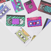 Retro 80's Neon Patterned Cassettebandjes van 90's Tissuepapier (Detail)