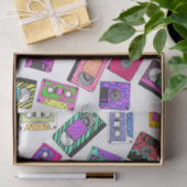 Retro 80's Neon Patterned Cassettebandjes van 90's Tissuepapier (Geschenk)