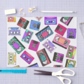 Retro 80's Neon Patterned Cassettebandjes van 90's Tissuepapier (Craft)