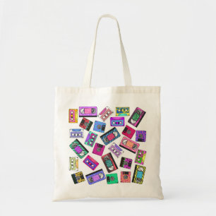 Retro 80's Neon Patterned Cassettebandjes van 90's Tote Bag