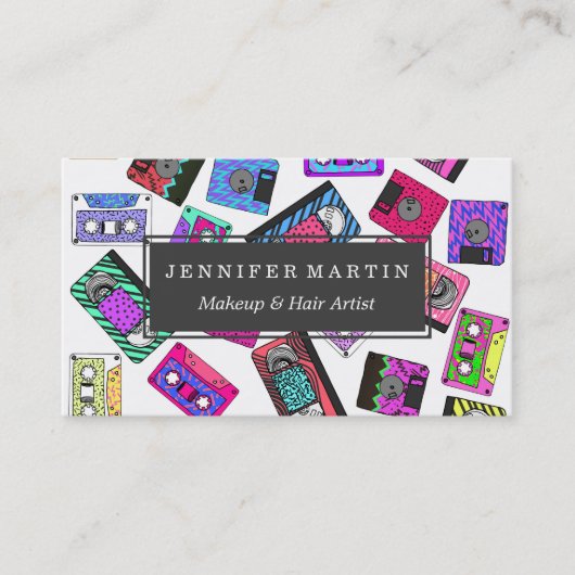 Retro 80's Neon Patterned Cassettebandjes van 90's Visitekaartje (Voorkant)