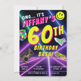 Retro 80s Neon Persoonlijke Mijlpaal Verjaardag Pa Kaart