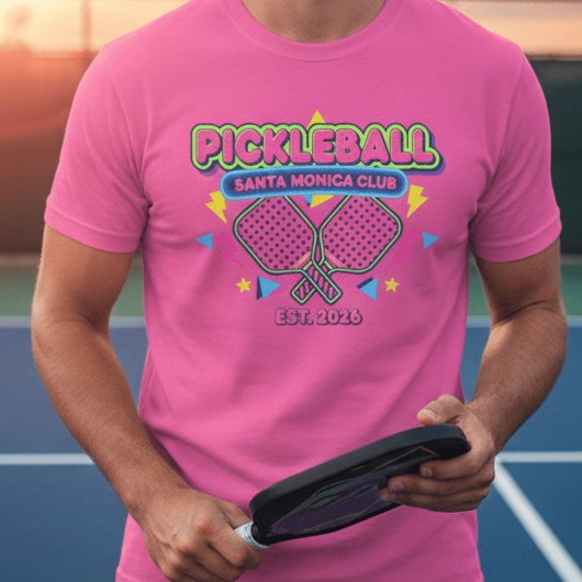 Retro 80s Neon Pickleball Club Personalized  T-shirt