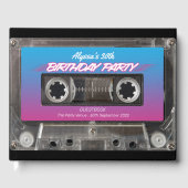 Retro 80s Neon Roze Blauw Mixtape Cassette Party G Gastenboek (Voorkant)