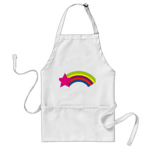Retro 80s Neon Roze Vallende Ster Regenboog Grafis Standaard Schort