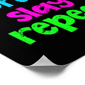 Retro 80's Neon Sign Wake Pray Slay Herhaal Poster (Hoek)