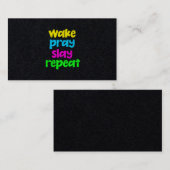 Retro 80's  Neon Sign Wake Pray Slay Herhaal Visitekaartje (Voorkant / Achterkant)