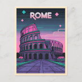 Retro 80s Neon Synthwave Colosseum Rome Briefkaart (Voorkant)