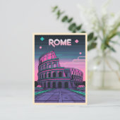 Retro 80s Neon Synthwave Colosseum Rome Briefkaart (Staand voorkant)