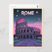 Retro 80s Neon Synthwave Colosseum Rome Briefkaart (Voorkant / Achterkant)