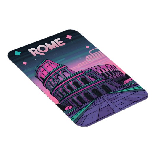 Retro 80s Neon Synthwave Colosseum Rome Magneet (Rechterzijde)