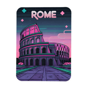 Retro 80s Neon Synthwave Colosseum Rome Magneet
