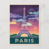 Retro 80s Neon Synthwave Eiffel Tower Paris Frankr Briefkaart (Voorkant)